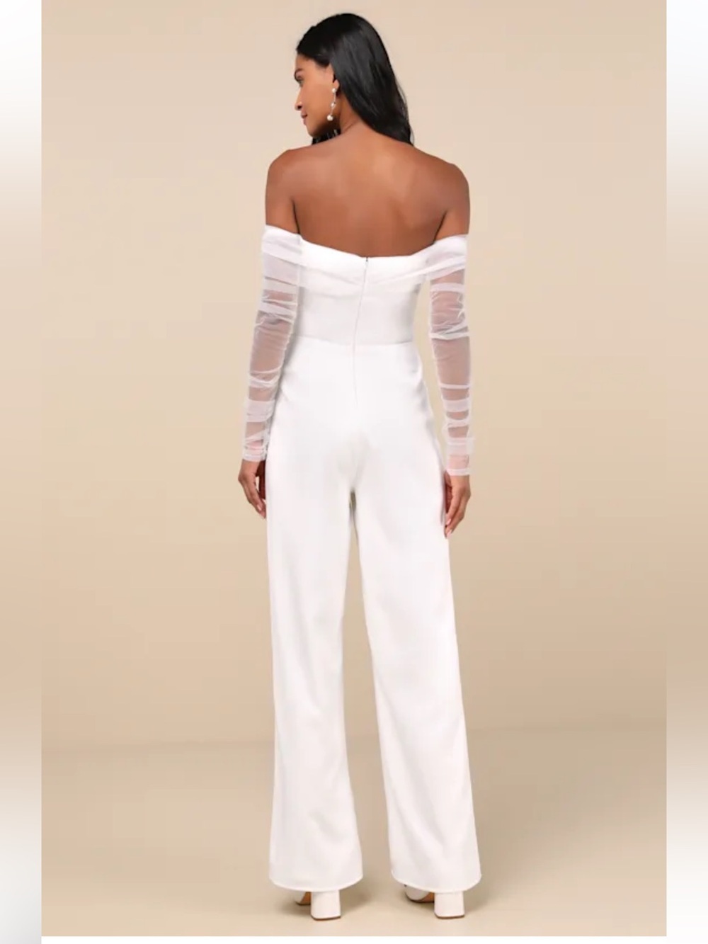 Lulus Eternal Bliss Tulle Off-the-Shoulder Jumpsuit White - Picture 16 of 16